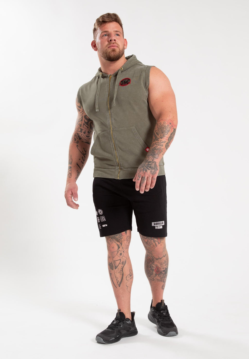 Gorilla Wear Silverdale Mouwloos Vest met Capuchon - Legergroen - Detail