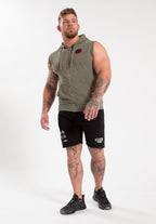 Gorilla Wear Silverdale Mouwloos Vest met Capuchon - Legergroen - Detail
