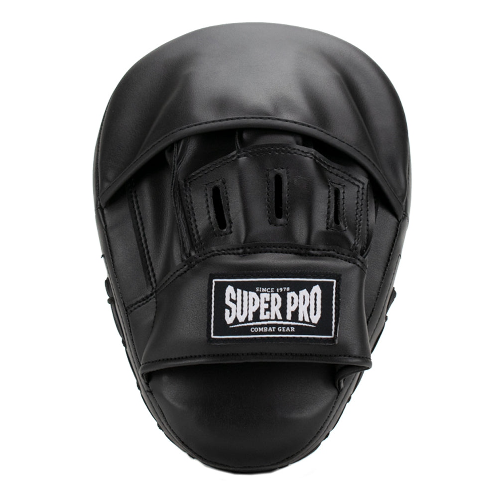 Super Pro Combat Gear Curved PU Handpads - Zwart / Wit - Detail