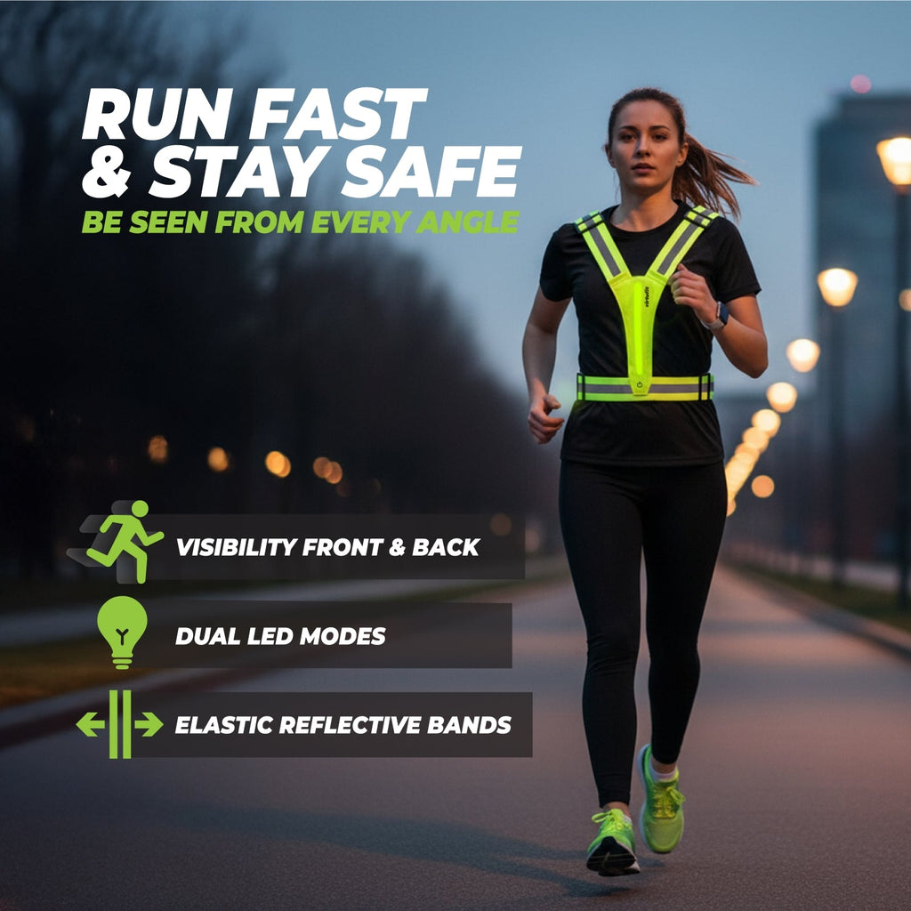VirtuFit Reflecterend Veiligheidsvest met LED - Verlicht Hardloopvest - Detail