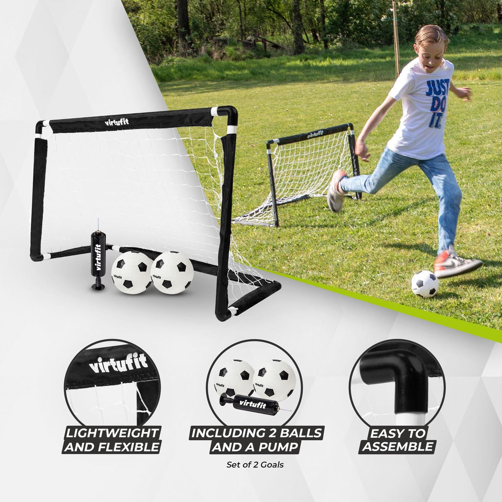 VirtuFit Kinder Voetbaldoelen Set met 2 Ballen en Pomp - Voetbalgoals - 92 x 64 cm - Detail