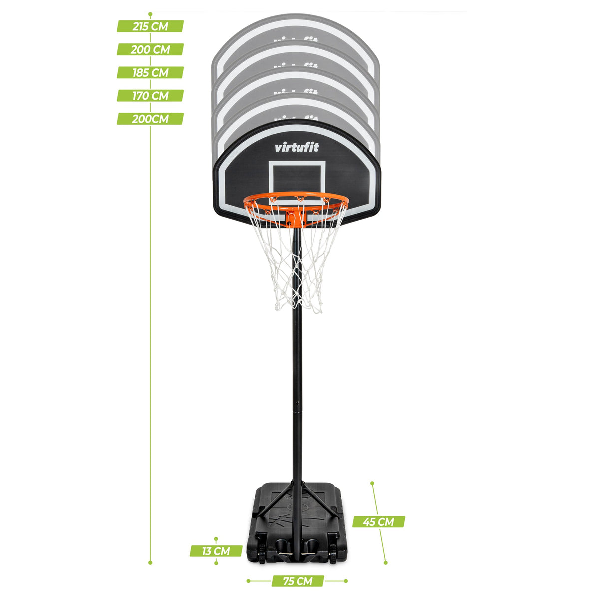 VirtuFit Verstelbare Basketbalpaal - 170 tot 215 cm - Detail