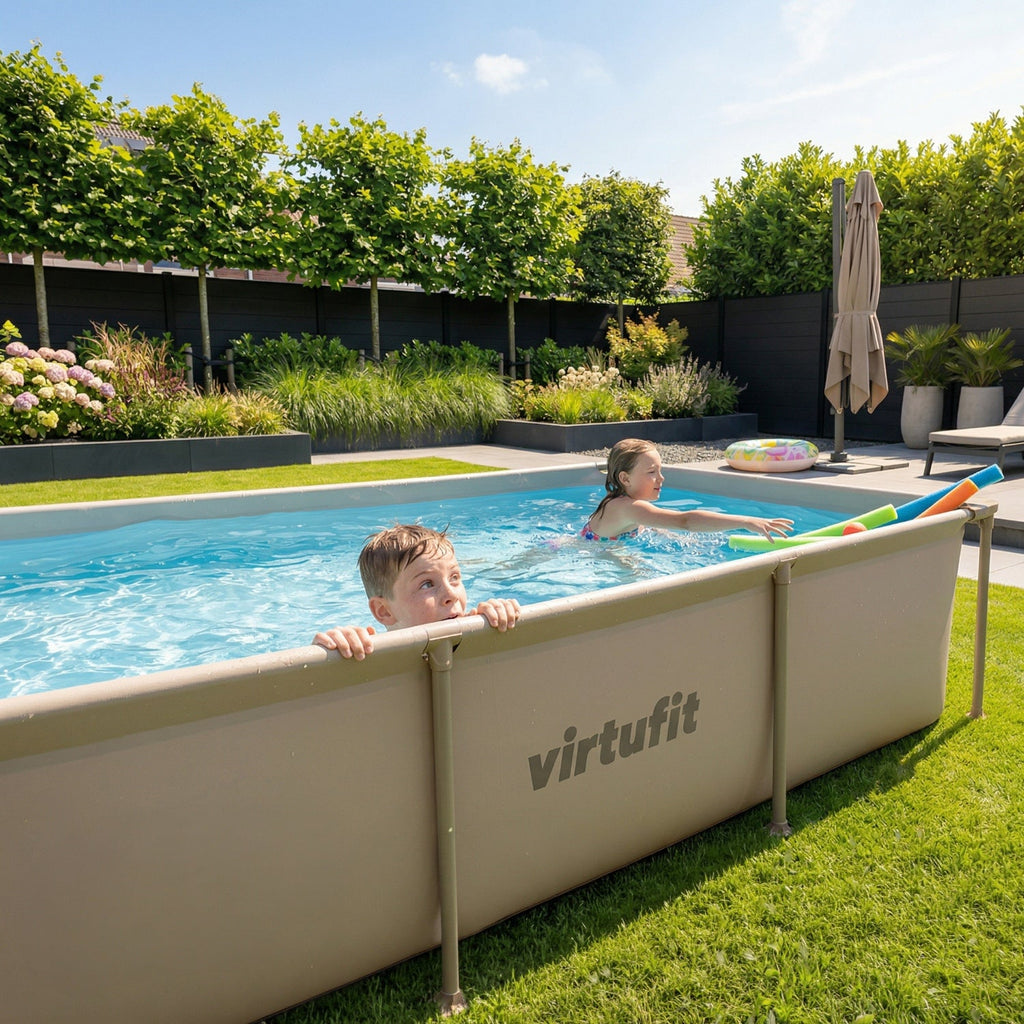 VirtuFit Rechthoekig Zwembad - 260 x 180 x 66 cm - Beige - Inclusief Filterpomp - Detail
