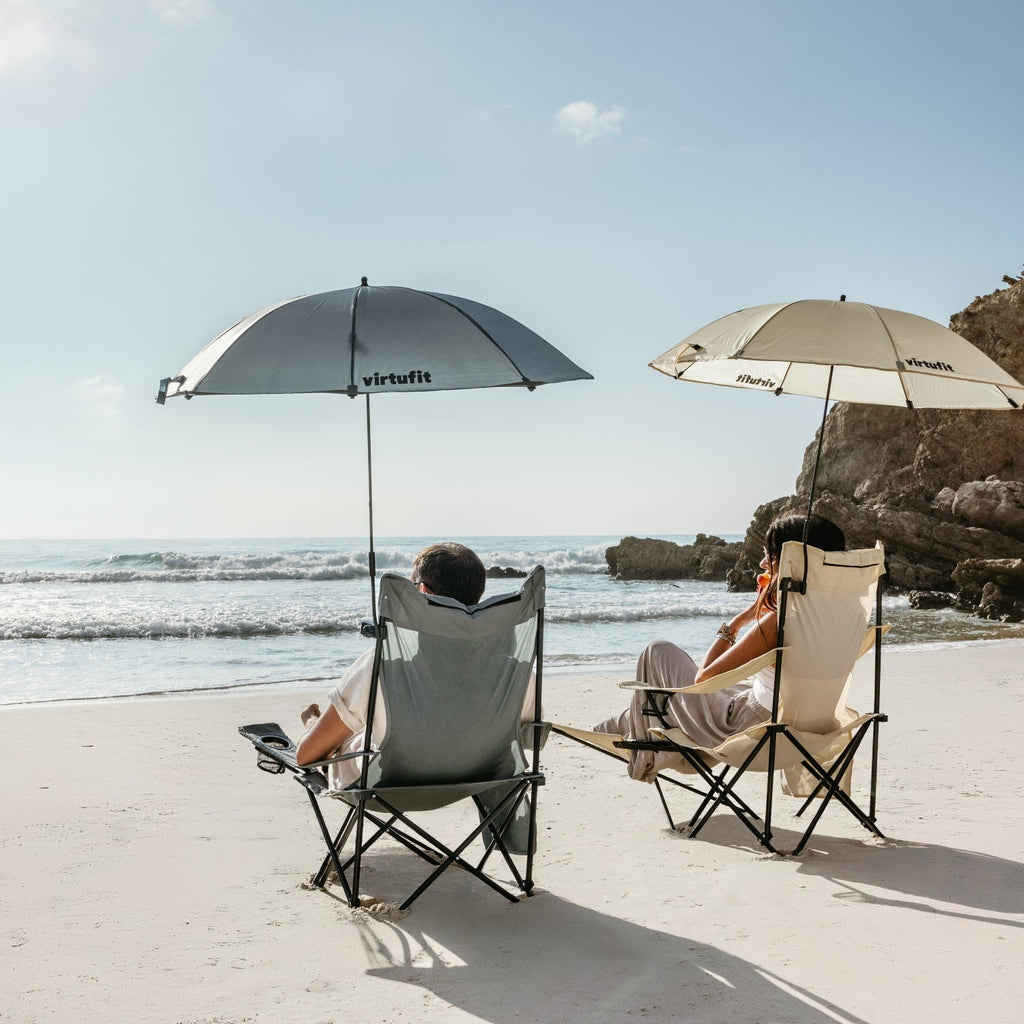 VirtuFit Campingstoel opvouwbaar met voetsteun - Strandstoel - Zwart - Detail