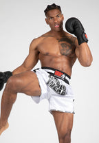 Gorilla Wear Piru Muay Thai Shorts - Wit/Zwart - Detail