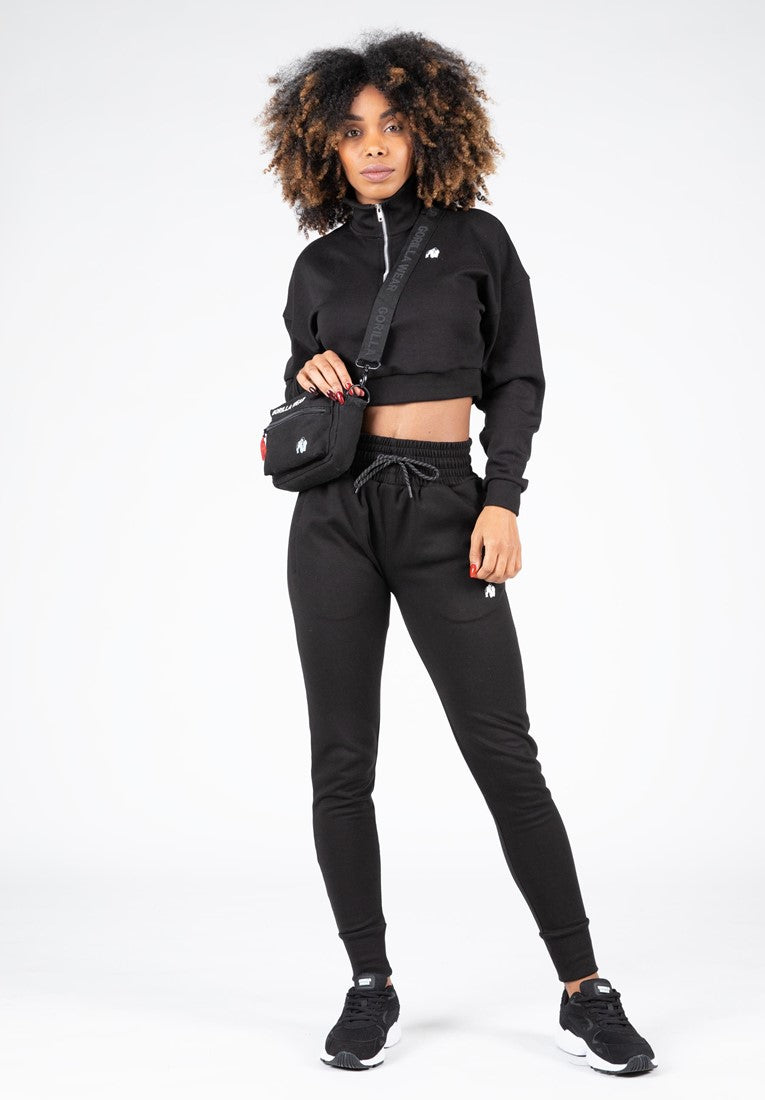 Gorilla Wear Ocala Cropped Half-Zip Sweatshirt - Zwart - Detail