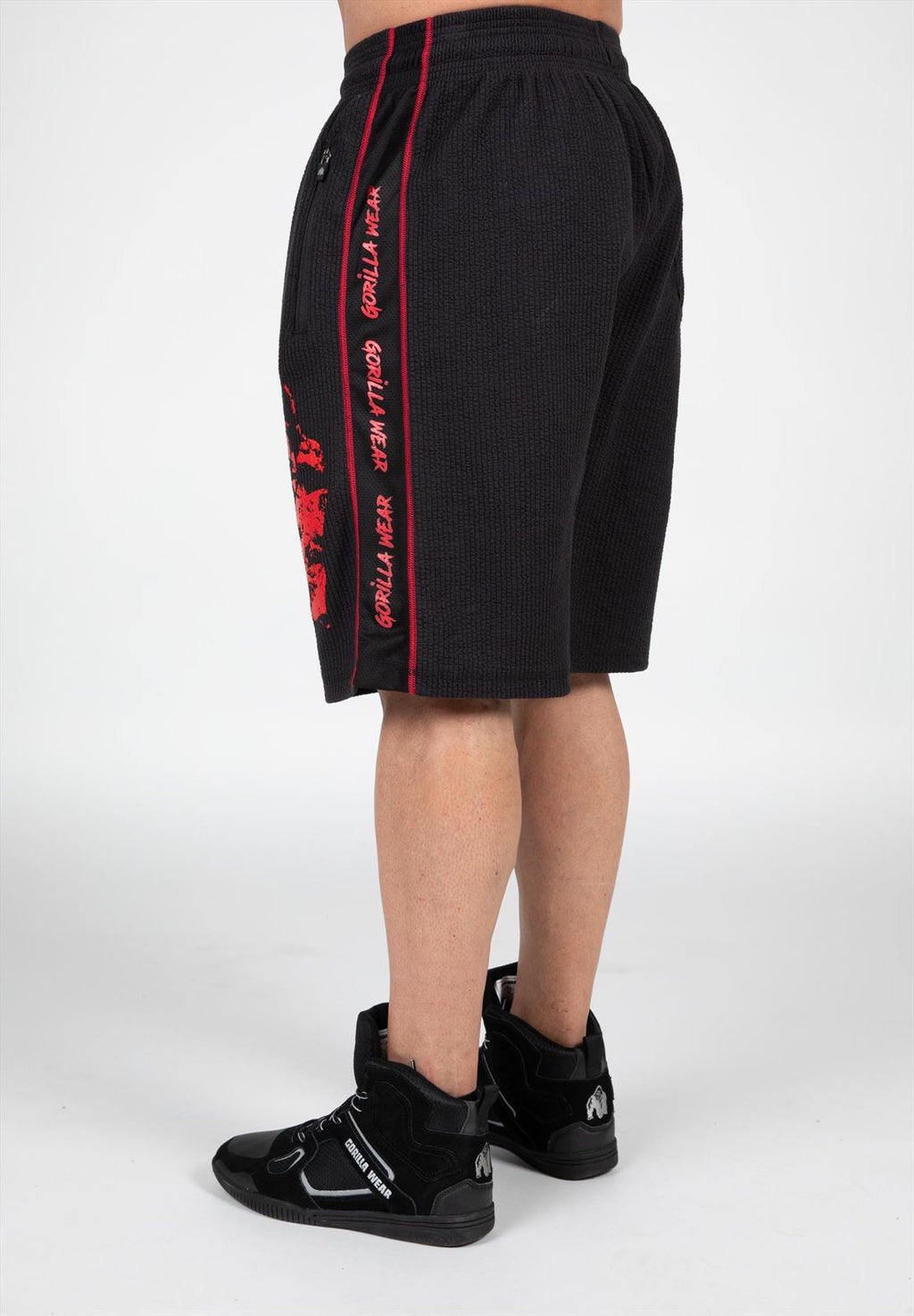 Gorilla Wear Buffalo Old School Workout Shorts - Zwart/Rood - Afbeelding 10