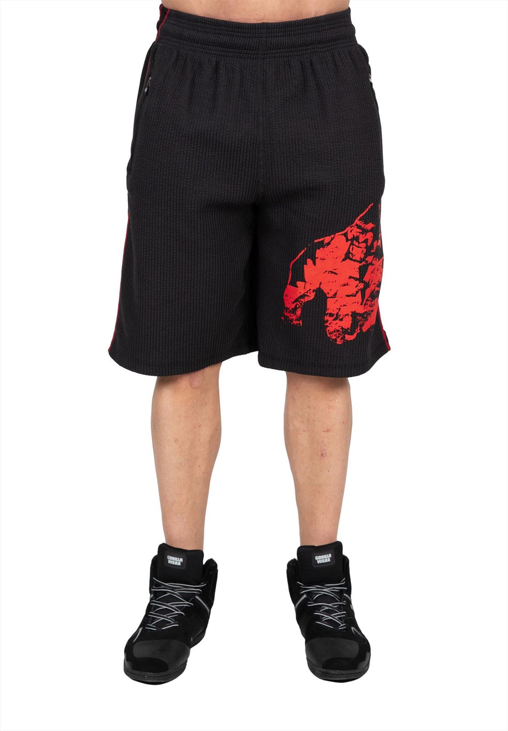 Gorilla Wear Buffalo Old School Workout Shorts - Zwart/Rood - Afbeelding 12
