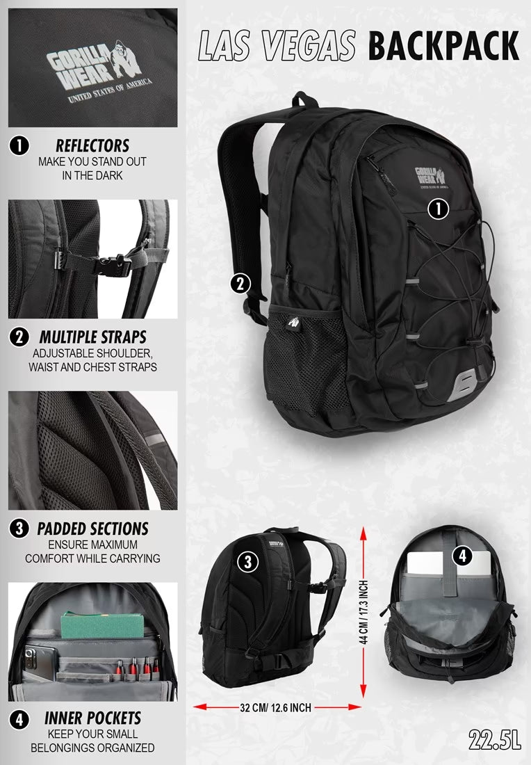 Gorilla Wear Las Vegas Backpack - Zwart - Afbeelding 7