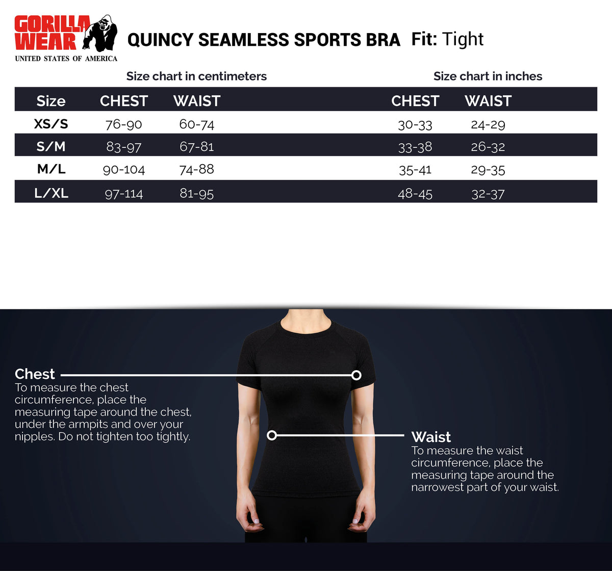 Gorilla Wear Quincy Seamless Sportbeha - Zwart - In gebruik