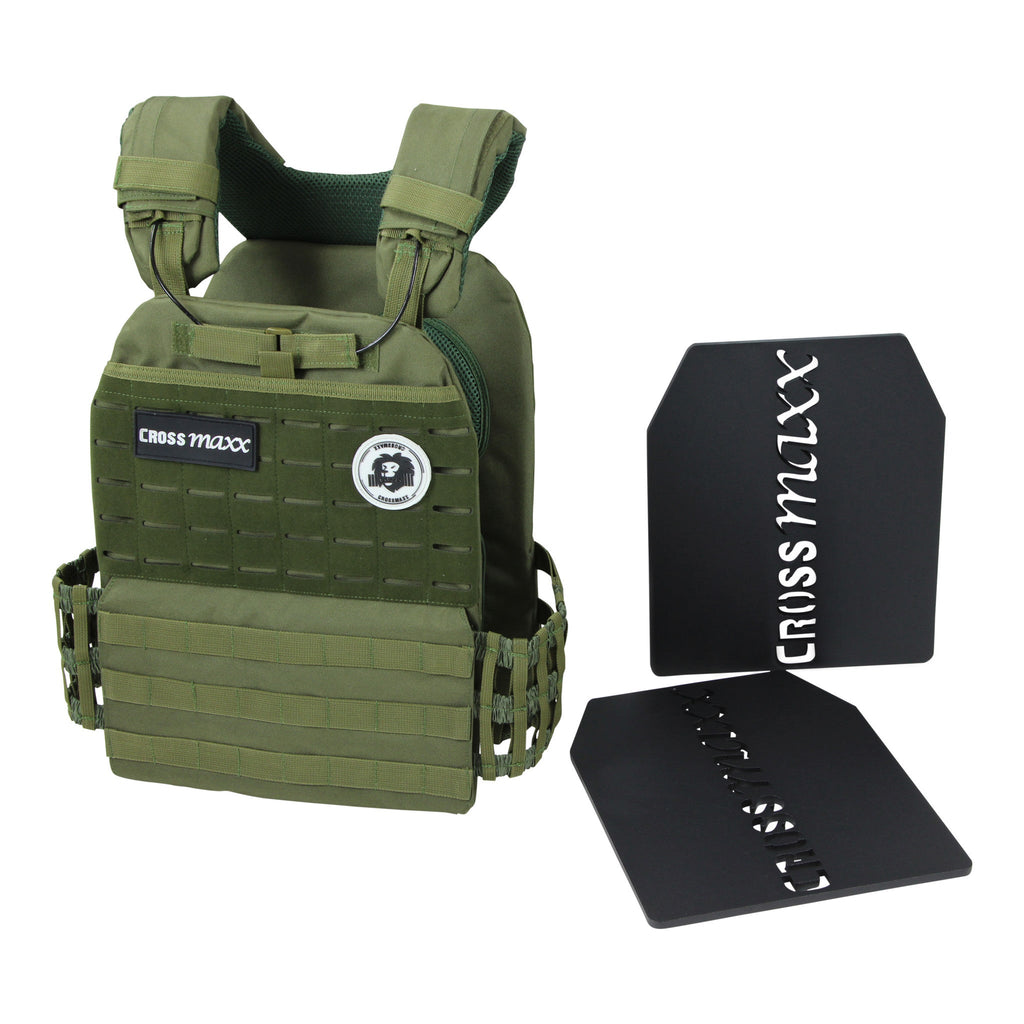 Lifemaxx Crossmaxx Tactical Vest - Gewichtsvest - Groen - In gebruik