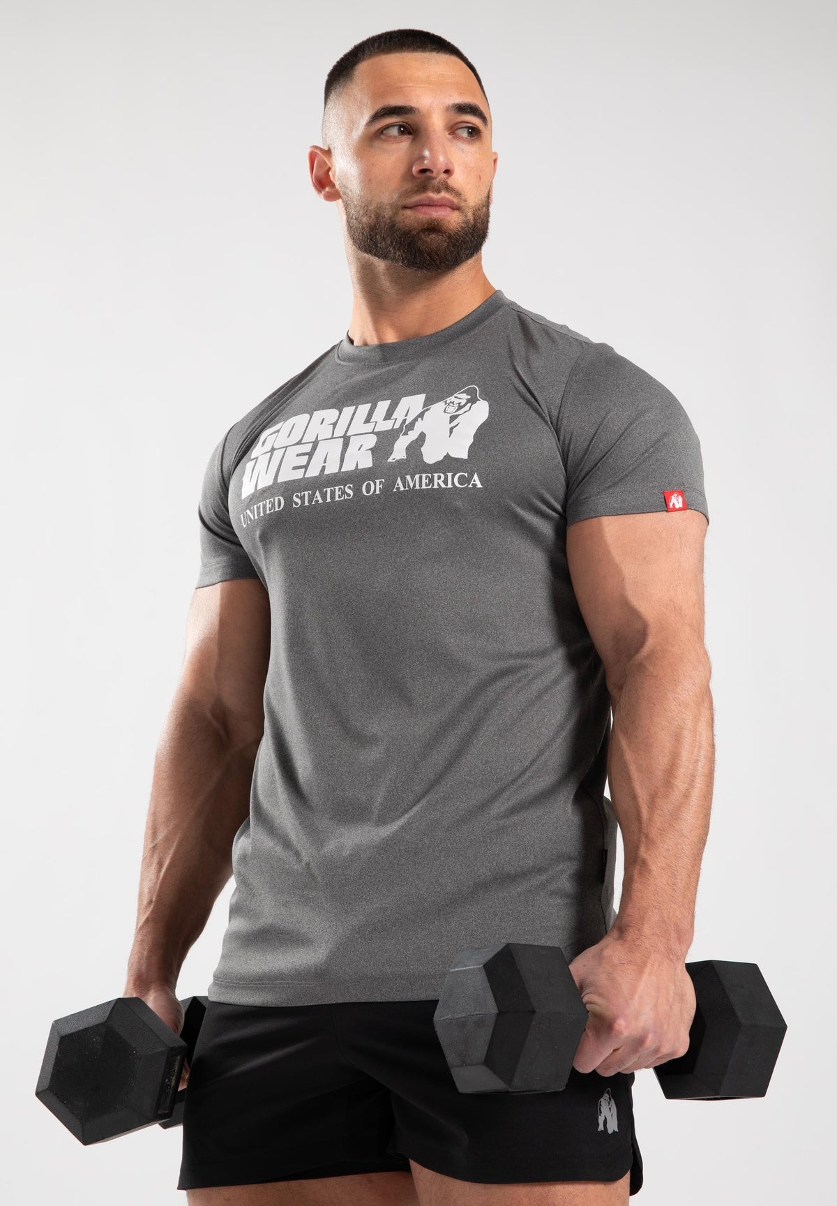 Gorilla Wear Classic Training T-shirt - Grijs Gemêleerd - In gebruik