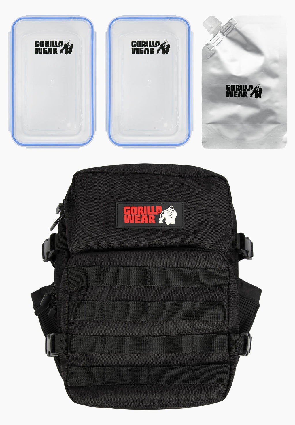 Gorilla Wear Clyde Meal Prep Rugzak - Sporttas - Zwart - Achteraanzicht