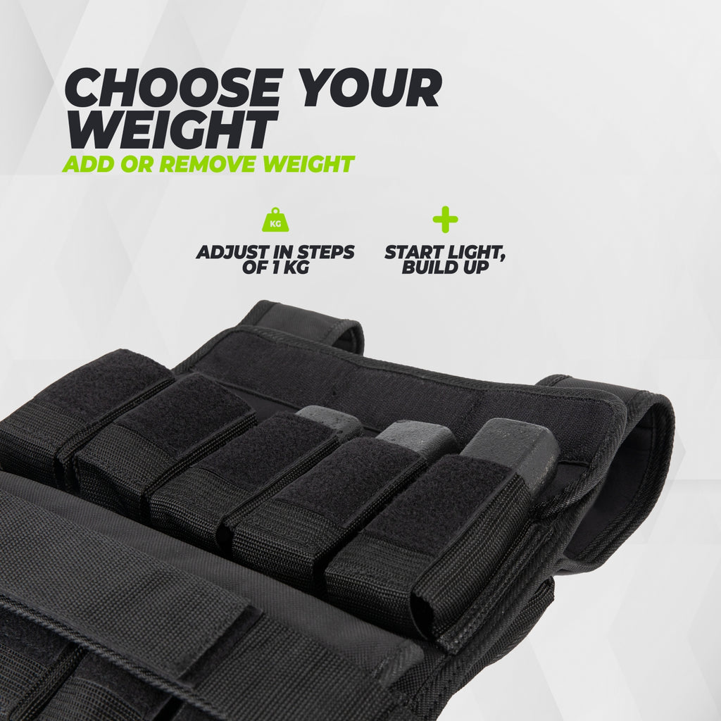VirtuFit Verstellbares Gewichtsweste Pro - 10 kg - Schwarz