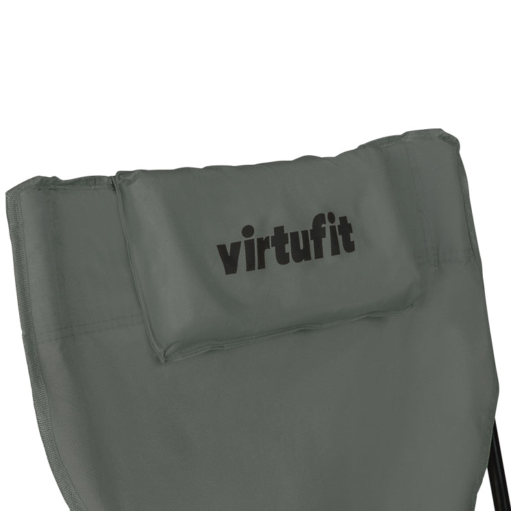 VirtuFit Opvouwbare Camping Stoel met Voetsteun - Strandstoel - Grijs - Tweedekans - Afbeelding 7