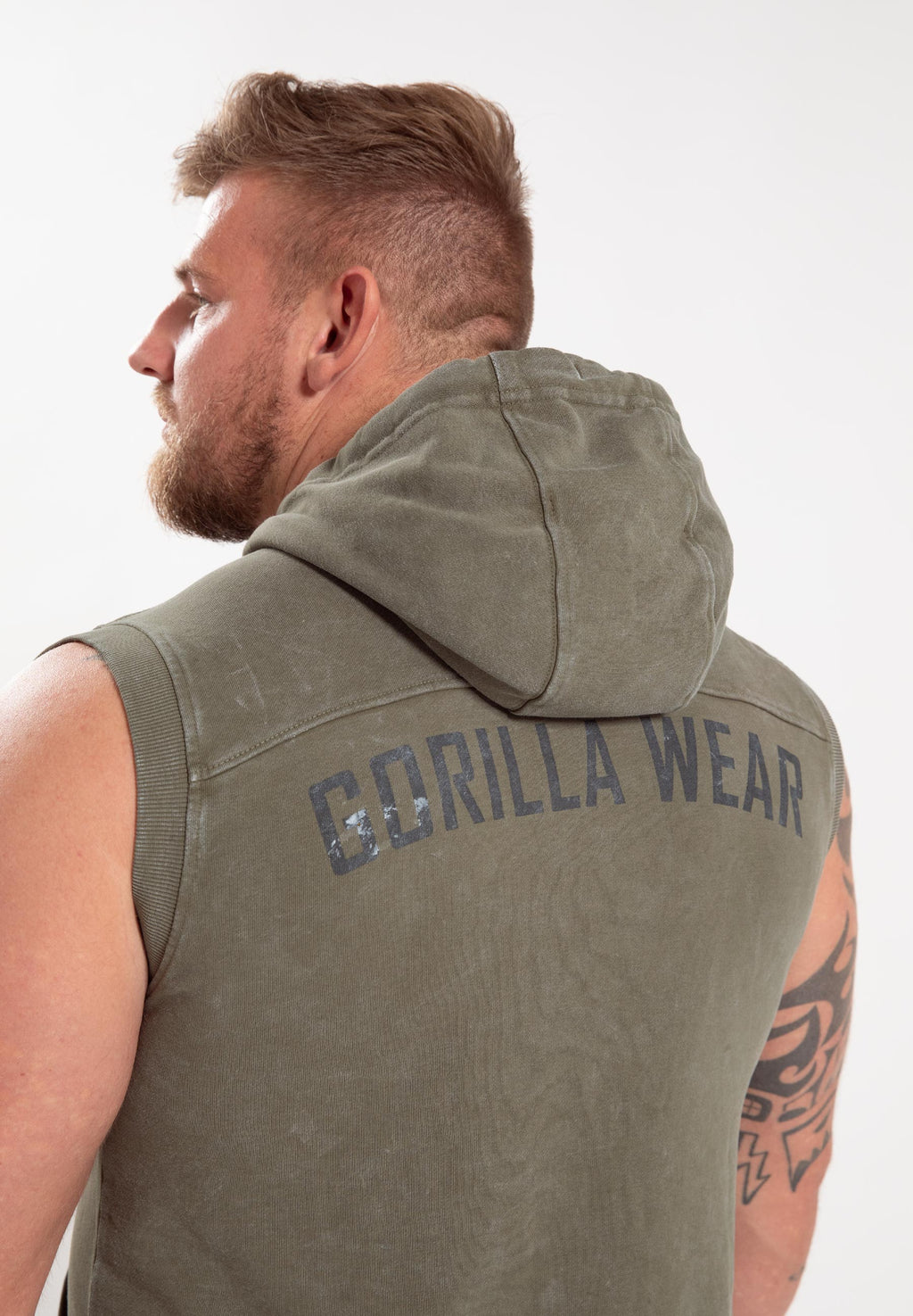 Gorilla Wear Silverdale Mouwloos Vest met Capuchon - Legergroen - Afbeelding 6