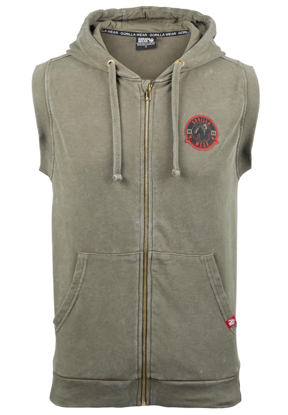Gorilla Wear Silverdale Mouwloos Vest met Capuchon - Legergroen - Afbeelding 9