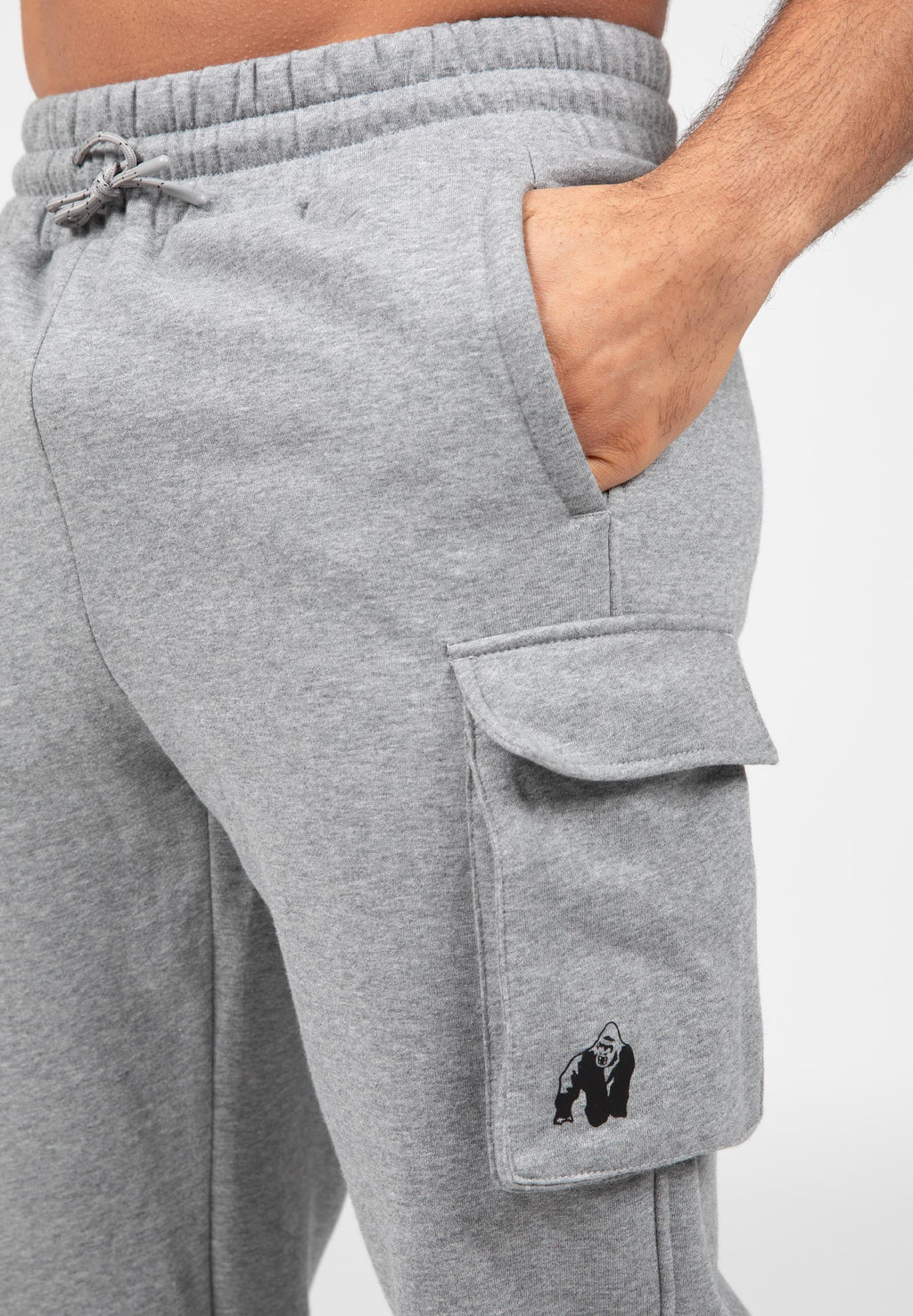 Gorilla Wear Hudson Cargo Joggingbroek - Grijs Gemeleerd - In gebruik