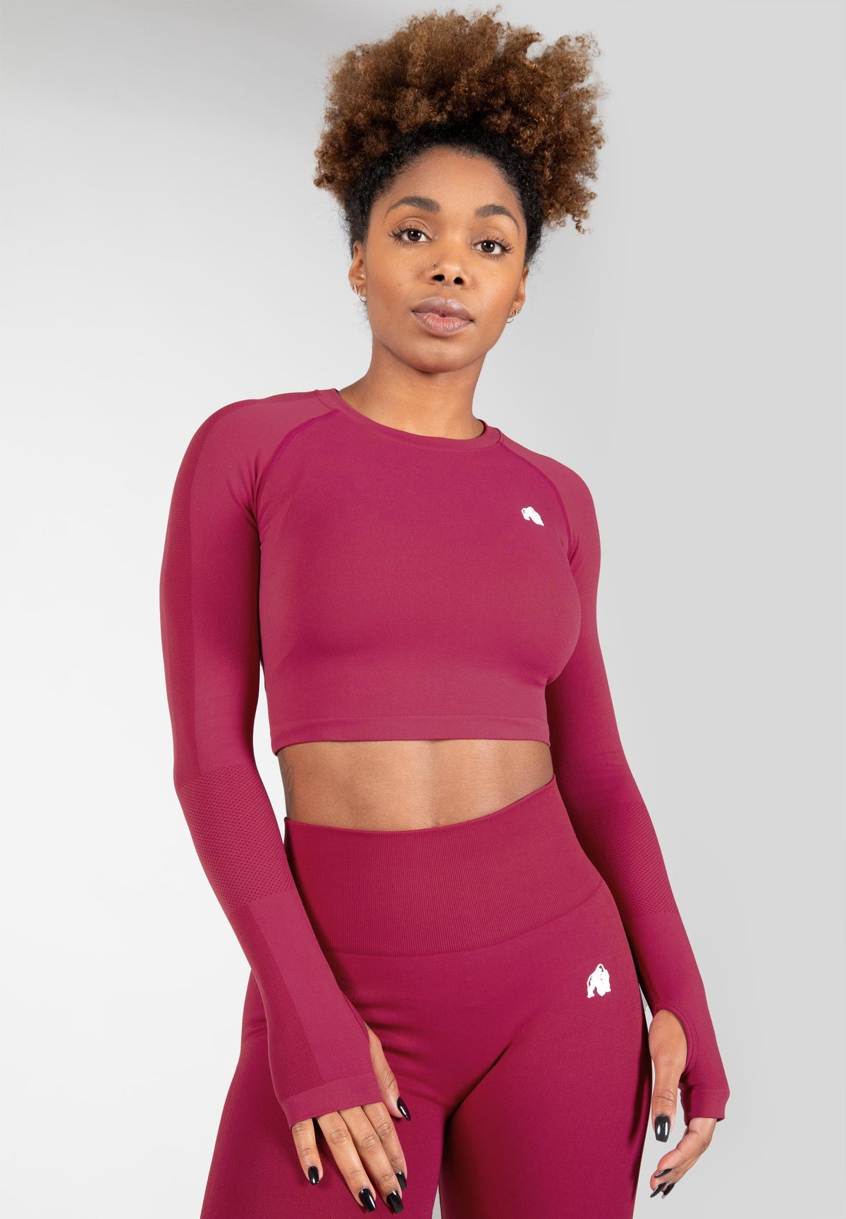 Gorilla Wear Hilton Seamless Cropped Longsleeve - Fuchsia - Afbeelding 5