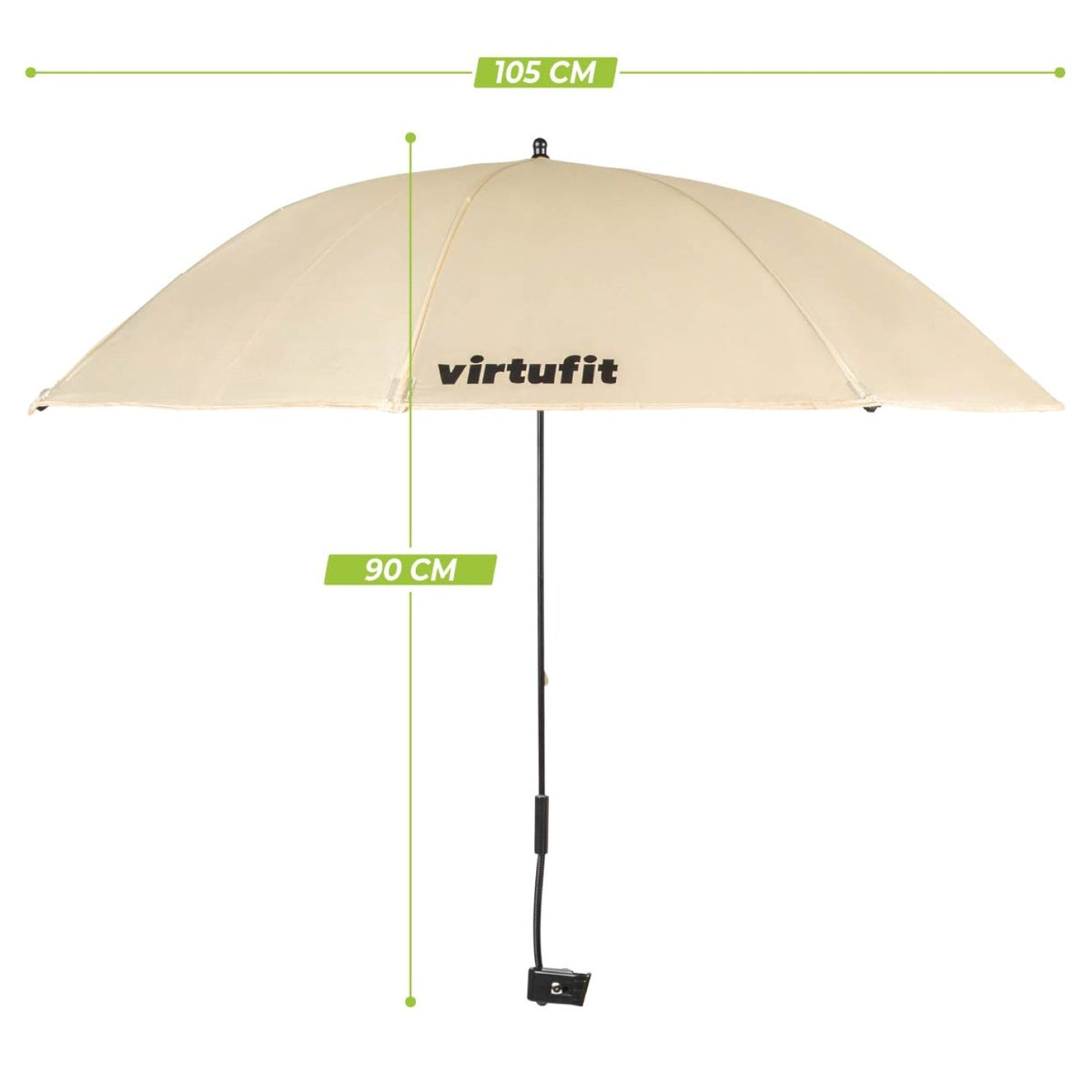 VirtuFit Opvouwbare Camping Stoel - Inclusief Universele Stoelparasol - Beige - Afbeelding 5