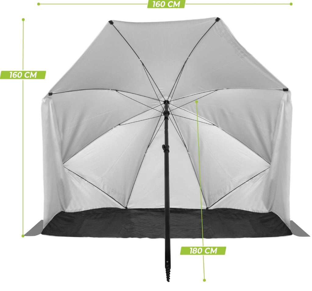 VirtuFit Strandsonnenschirm - Windschutz - Strandzelt - 160 cm - Grau - Zweite Chance