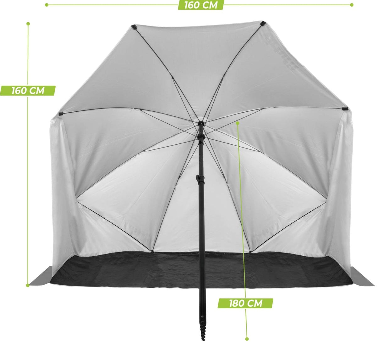 VirtuFit Strandsonnenschirm - Windschutz - Strandzelt - 160 cm - Grau - Zweite Chance