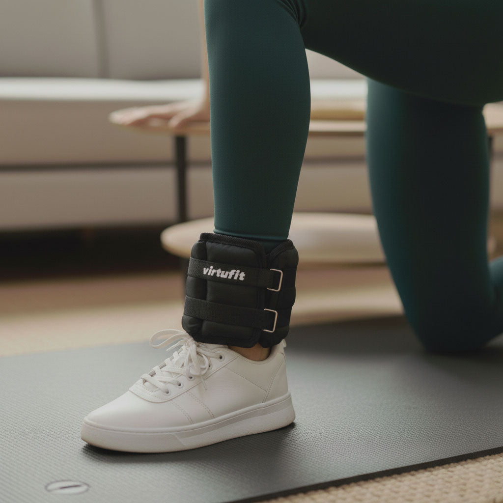 VirtuFit Verstelbare Enkel- en Polsgewichten 2 x 2 kg - In gebruik