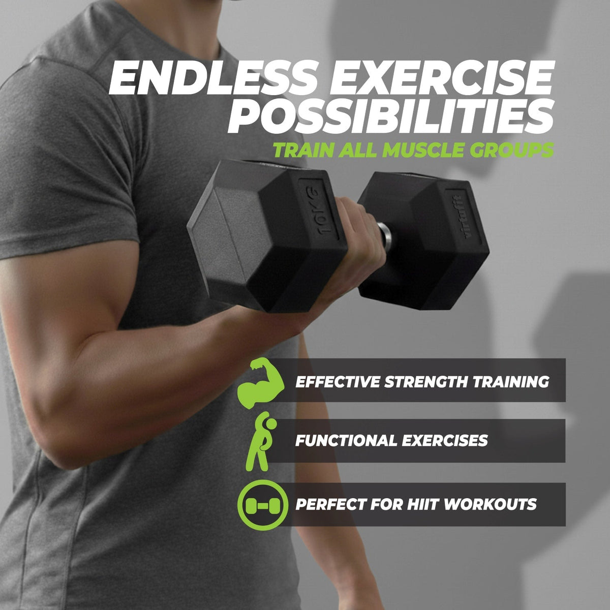 VirtuFit Hexa Dumbbell Pro Set - 2 x 15 kg - Afbeelding 5