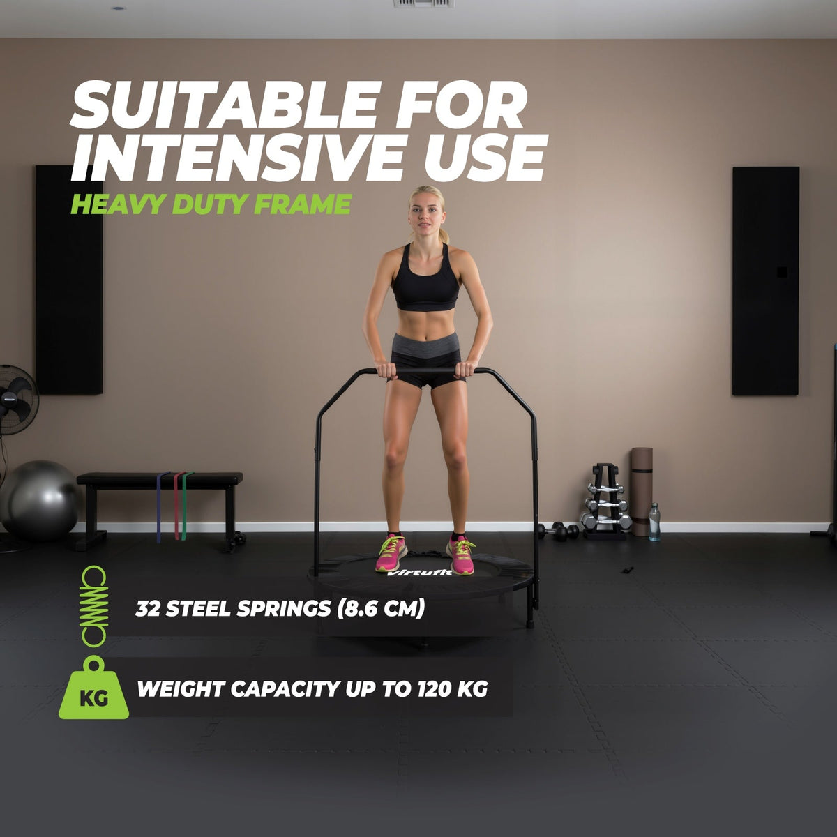 VirtuFit Opvouwbare Fitness Trampoline met Handvat - Zwart - 100 cm - Afbeelding 6