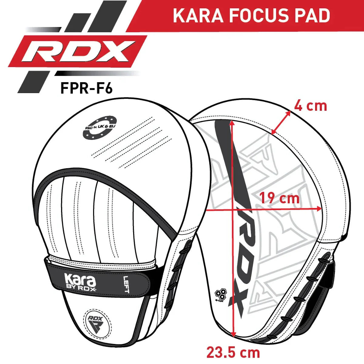 RDX Sports F6 Kara Focus Pads - Zwart - Afbeelding 6