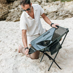 VirtuFit Camping Stoel Compact - Strandstoel - Opvouwbaar - Zwart - In gebruik