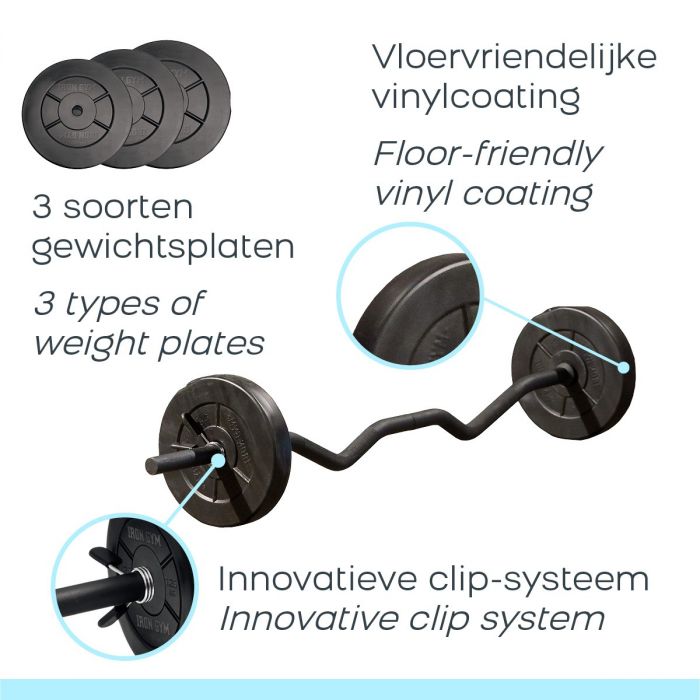 Iron Gym Verstelbare Curlstang Set - 23 kg - Zwart - In gebruik