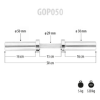 HMS Olympische Dumbbellstang met Veerclipsluiters - 50 mm - 50 cm - Afbeelding 6