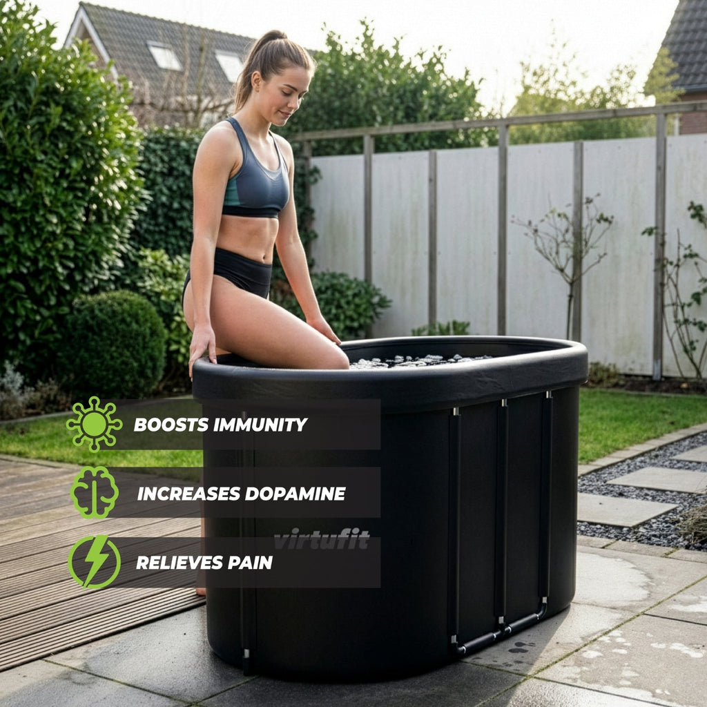 VirtuFit IJsbad Ovaal - Antraciet - 500 Liter - Inclusief accessoires - In gebruik