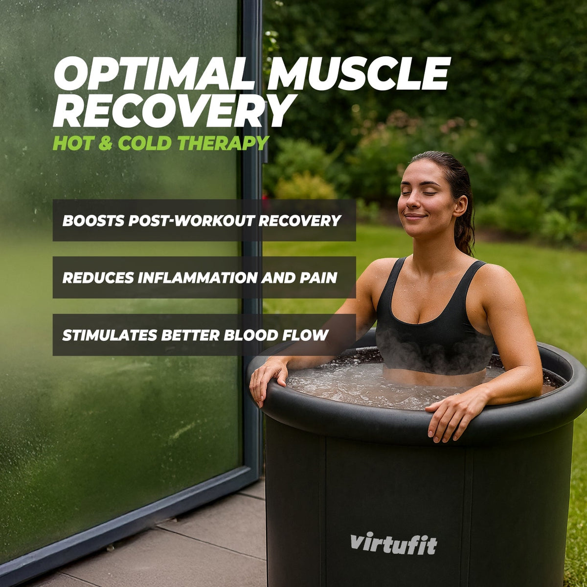 VirtuFit IJsbad XXL - 375 Liter - Antraciet - Inclusief accessoires - In gebruik