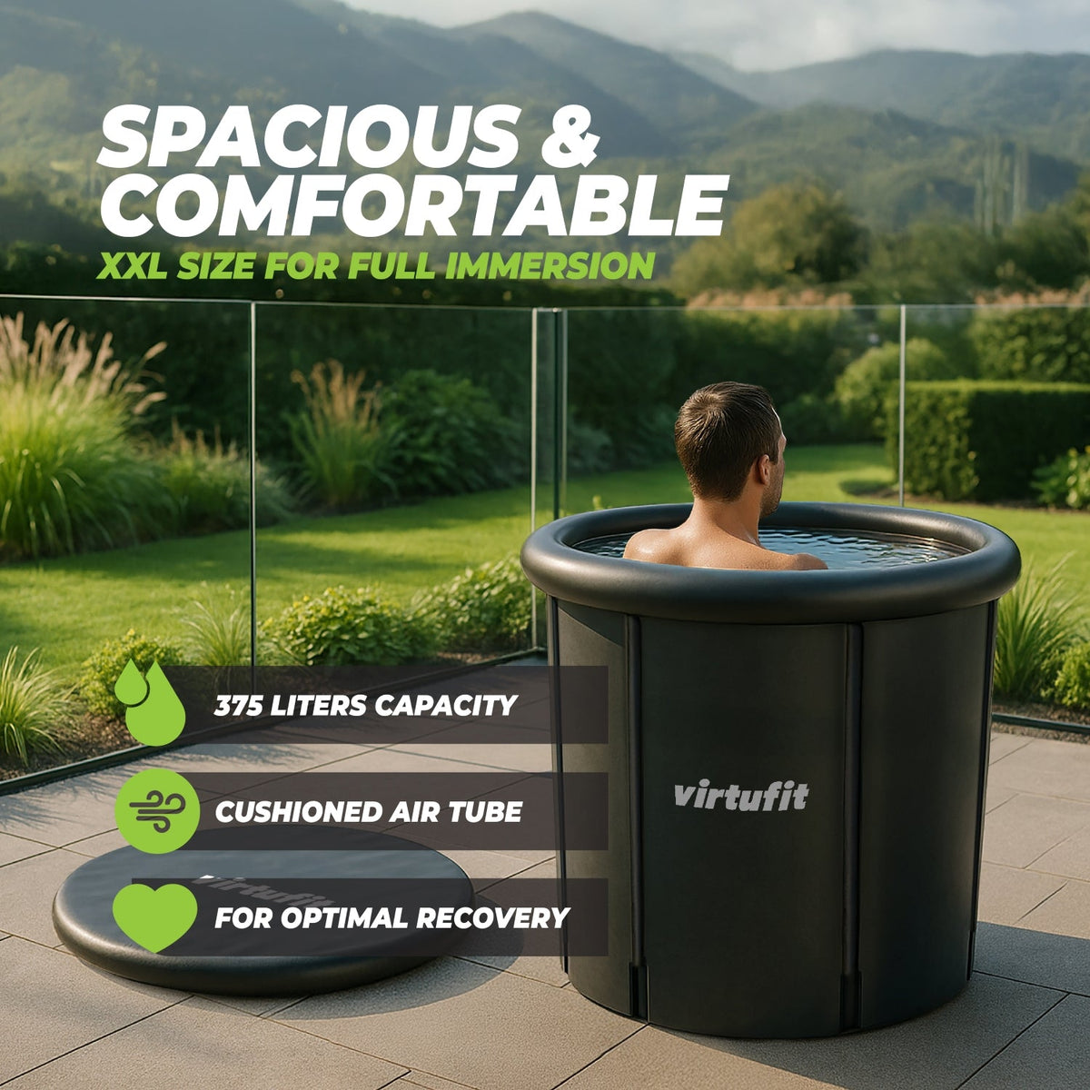 VirtuFit IJsbad XXL - 375 Liter - Antraciet - Inclusief accessoires - Afbeelding 6