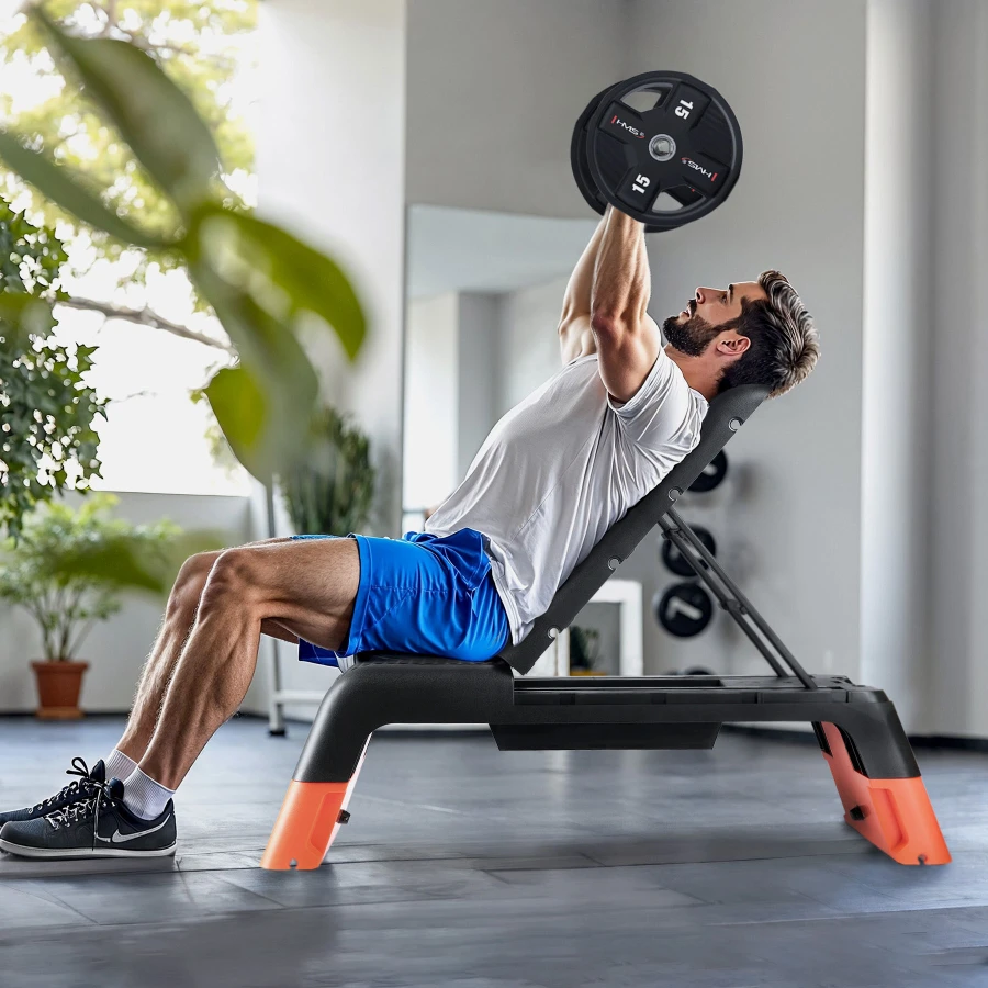 HMS Fitness Verstelbare Fitness Step Pro - Aerobic Stepper - Zwart/Oranje - In gebruik
