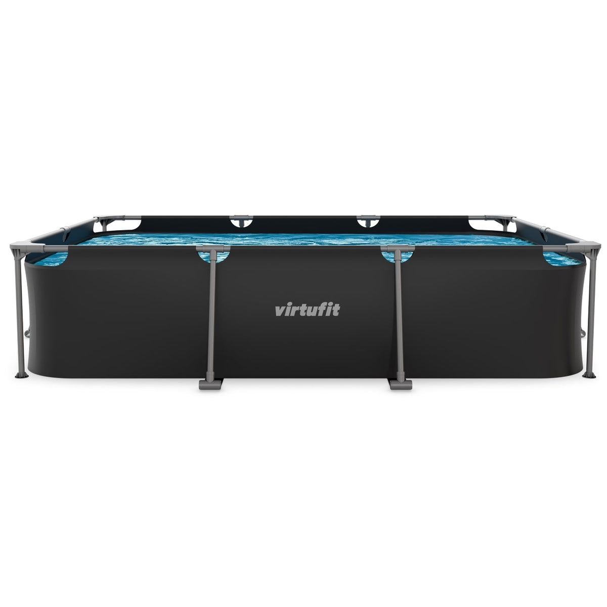 VirtuFit Rechthoekig Zwembad - 300 x 210 x 66 cm - Antraciet - Inclusief Filterpomp - Afbeelding 8
