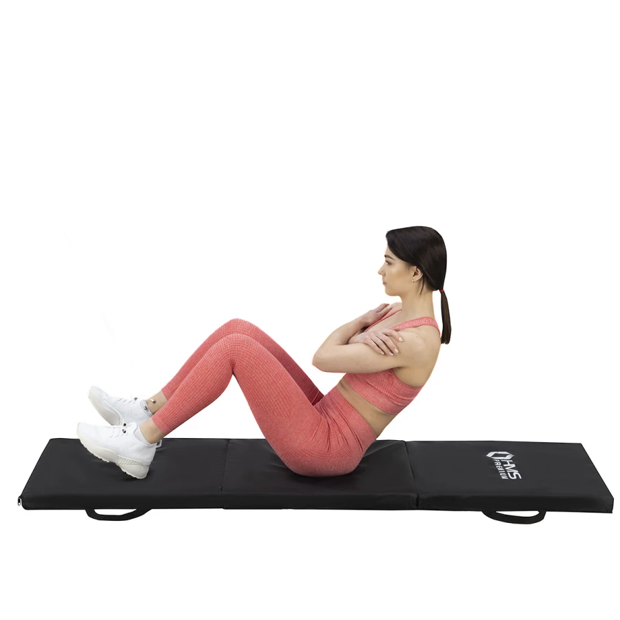 HMS Premium Opvouwbare Fitness Mat - Zwart - In gebruik