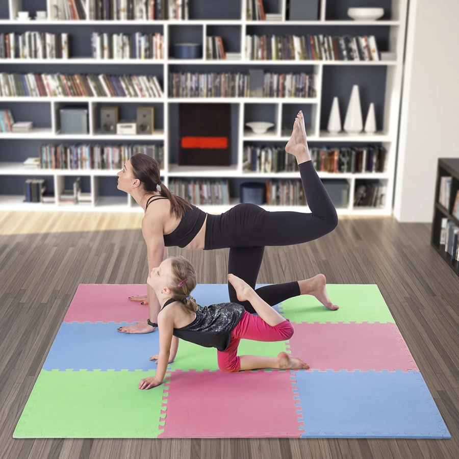 One Fitness Puzzelmat - Set van 9 - 10 mm - Multi - In gebruik