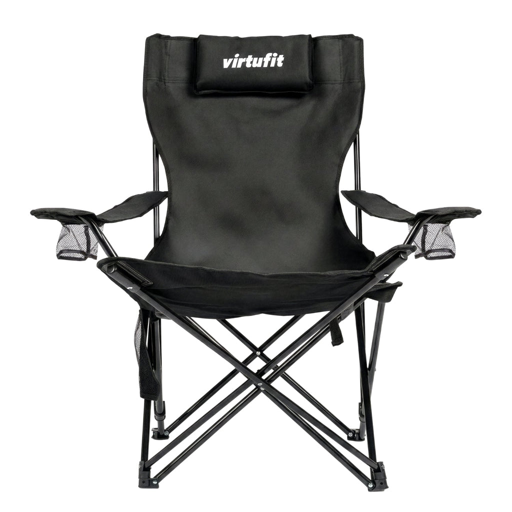 VirtuFit Campingstoel opvouwbaar met voetsteun - Strandstoel - Zwart - Afbeelding 7