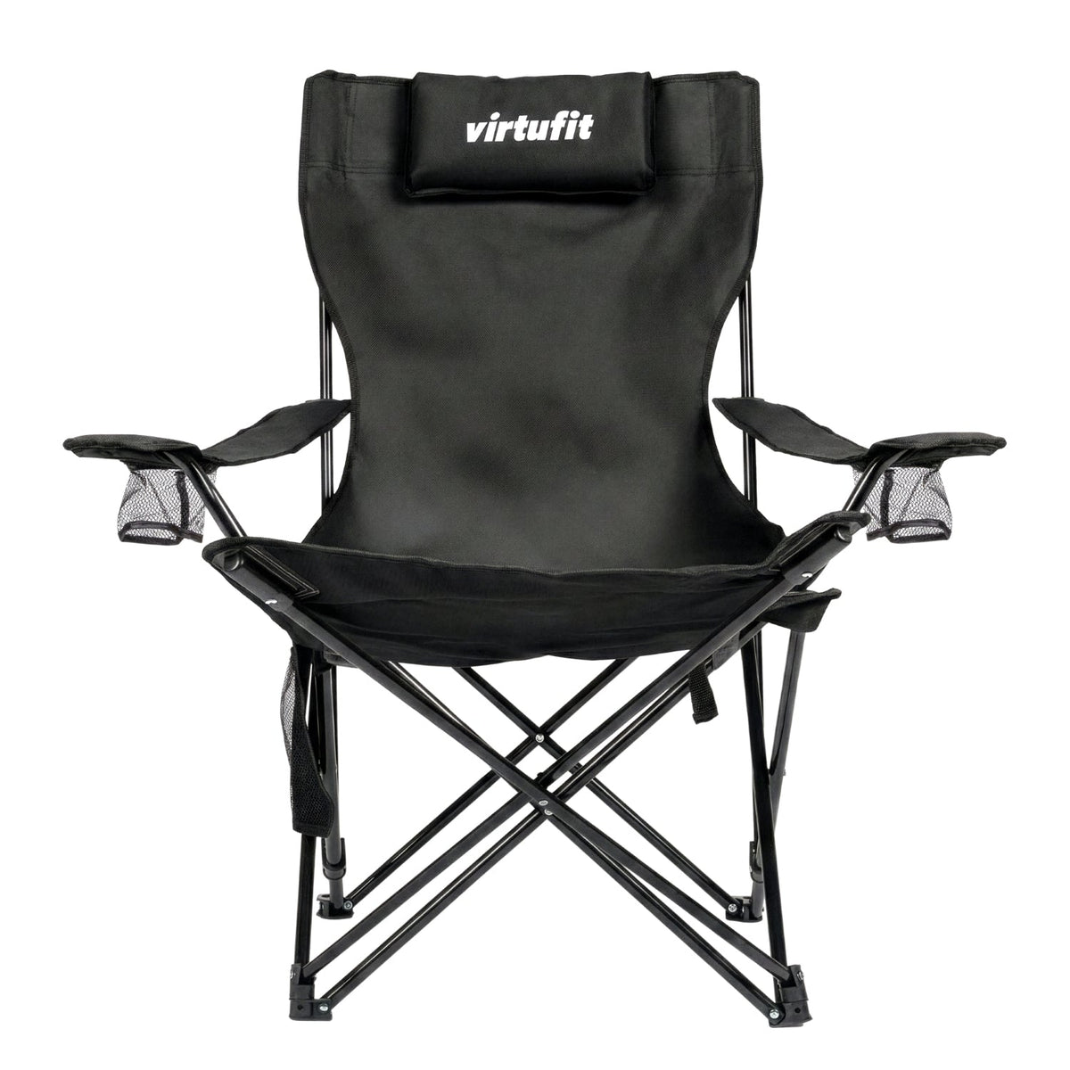 VirtuFit Campingstoel opvouwbaar met voetsteun - Strandstoel - Zwart - Afbeelding 7