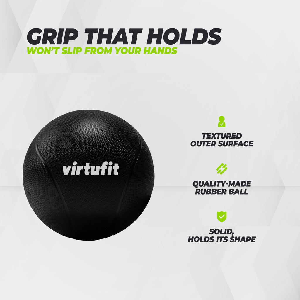 VirtuFit Medizinball Pro - Medizinball - 1 kg - Gummi - Schwarz