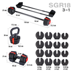HMS 3-in-1 Verstelbare Dumbbell Set - 43,5 kg - Afbeelding 16