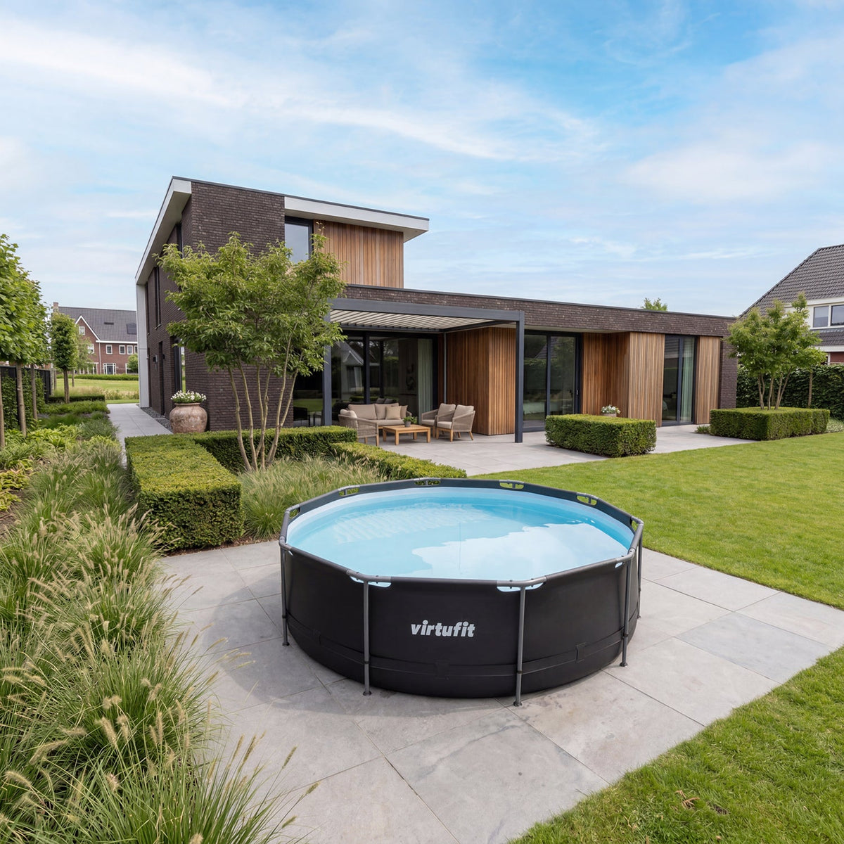 VirtuFit Rond Zwembad - Ø366 x 100 cm - Antraciet - Afbeelding 8