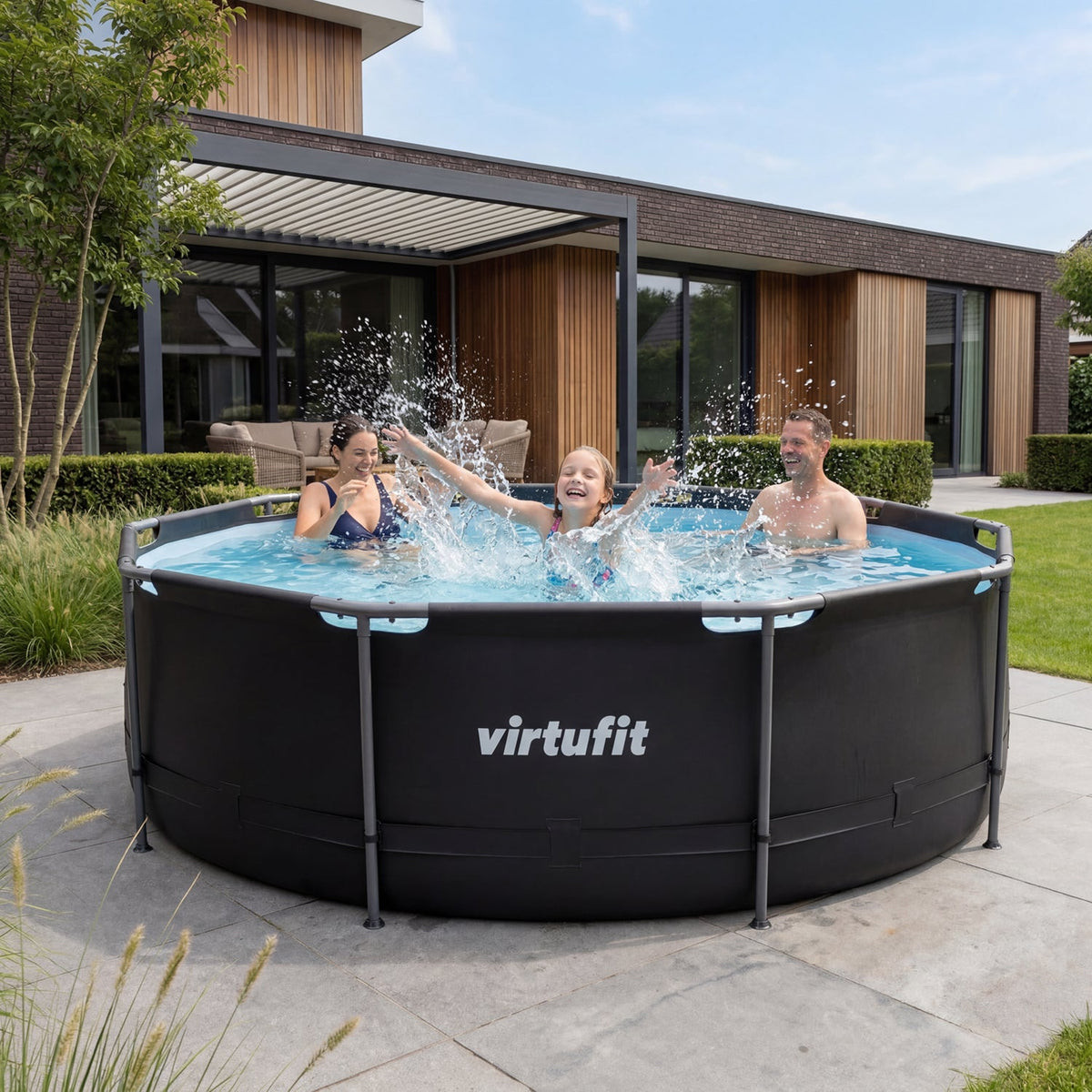 VirtuFit Rond Zwembad - Ø366 x 100 cm - Antraciet - Afbeelding 9
