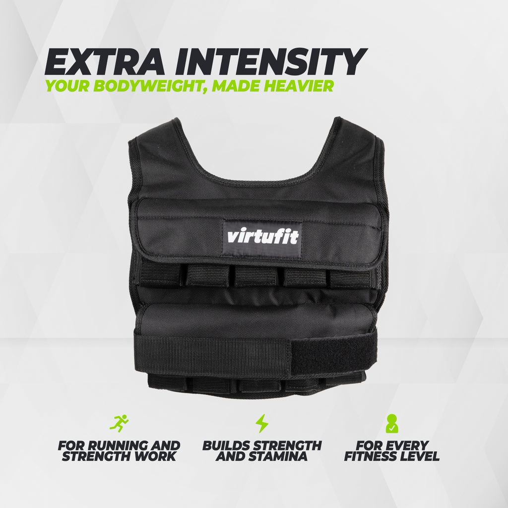 VirtuFit Verstellbares Gewichtsweste Pro - 10 kg - Schwarz