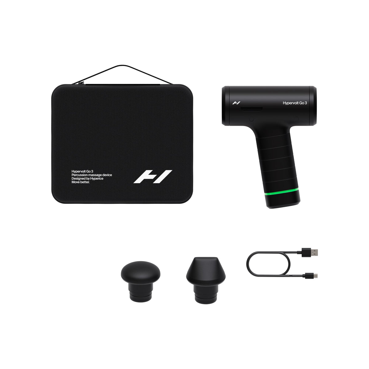 Hyperice Hypervolt Go 3 Massagepistole - 2 Aufsätze