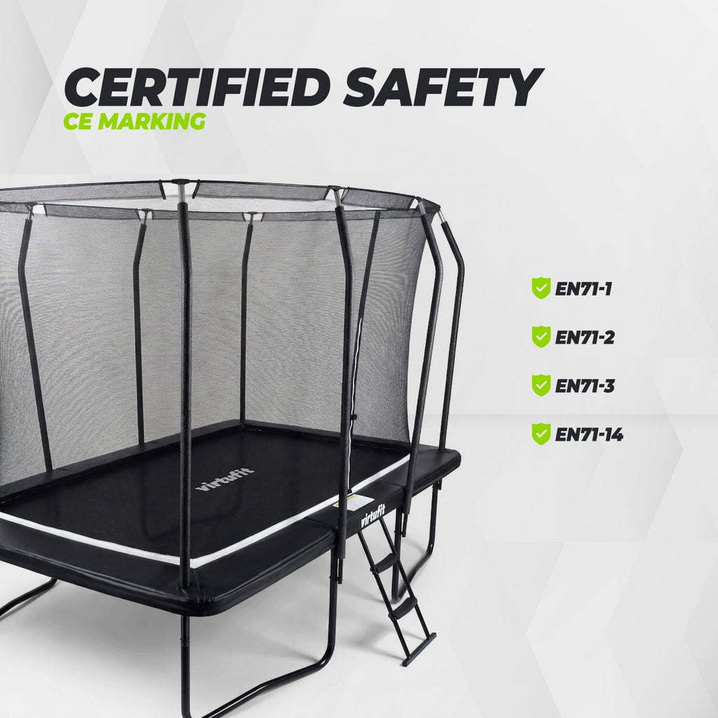 VirtuFit Premium Rechthoekige Trampoline met Veiligheidsnet - Zwart - 183 x 274 cm - Gratis trap - Afbeelding 9