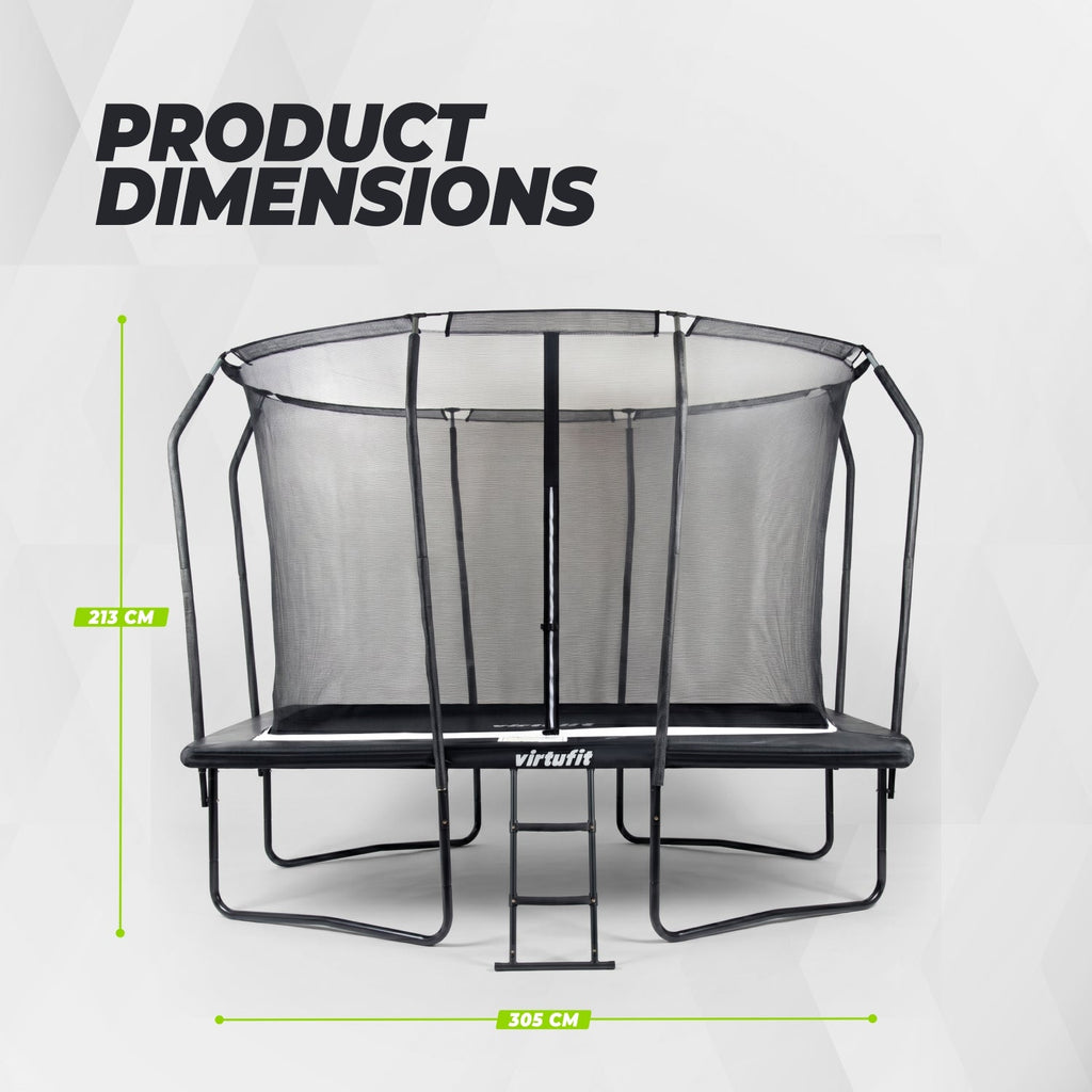 VirtuFit Premium Rechthoekige Trampoline met Veiligheidsnet - Zwart - 213 x 305 cm - Gratis trap - Afbeelding 10